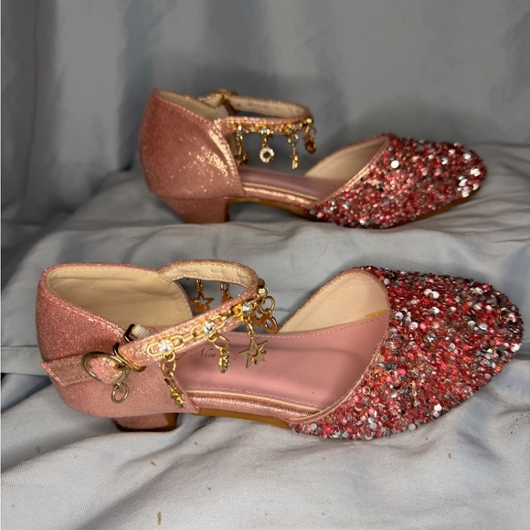 Pink Glitter Girls Party Shoes – Size 2 (Youth) - Picture 4 of 6